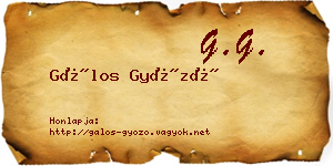Gálos Győző névjegykártya